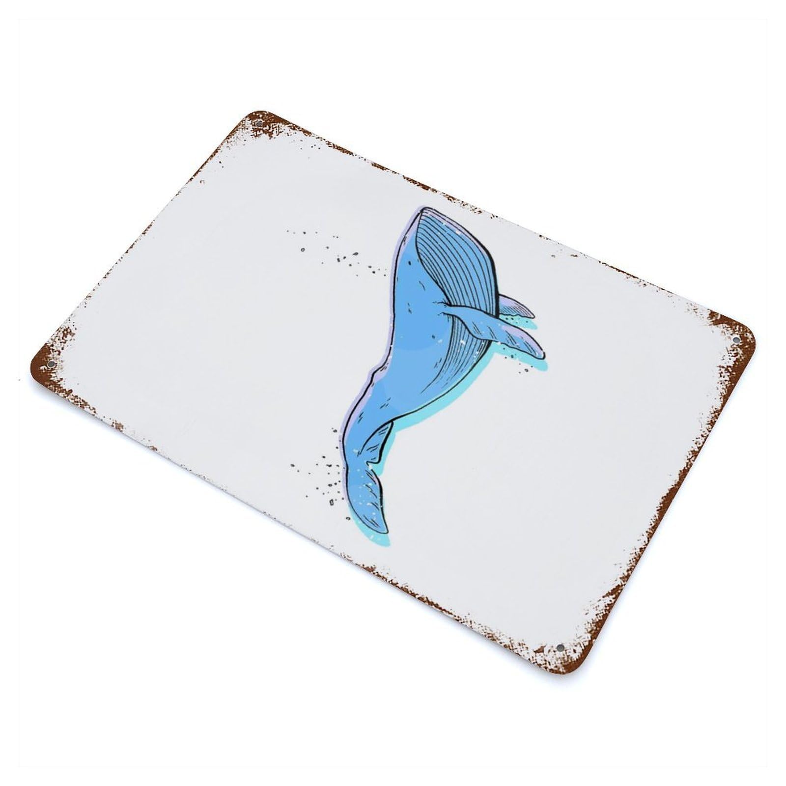 Lonely Whale Weathered Tin Sign 11.8"x7.9", Novelty Wall Decor for Garage, Pub Or Kitchen