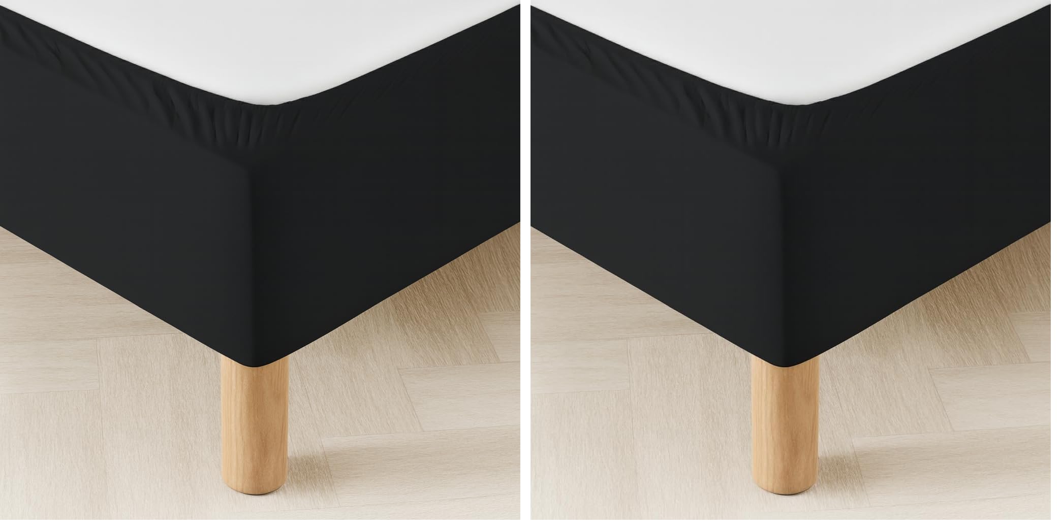 Cache sommier 140x190 noir extensible en lot de 2 pour rénover le lit