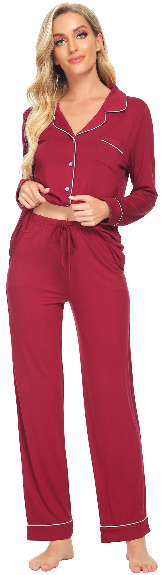 WiWi Women's Long Sleeve Pajama Set – Soft Bamboo Viscose Sleepwear With Pants, Perfect For Lounge & Sleep - View #11