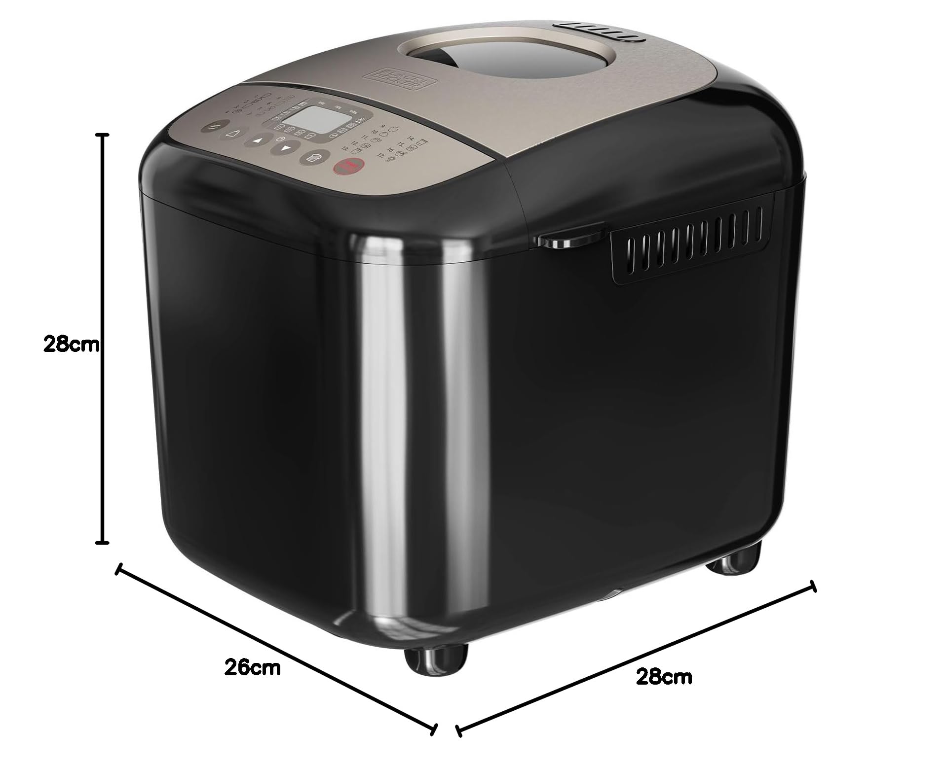 BLACK+DECKER BXBM600E – Brotbackautomat 600W | 500g, 750g & 1kg | 17 Programme für Brot, Joghurt, Kuchen & Marmelade | 15 Std. programmierbar | Herausnehmbarer Backbehälter