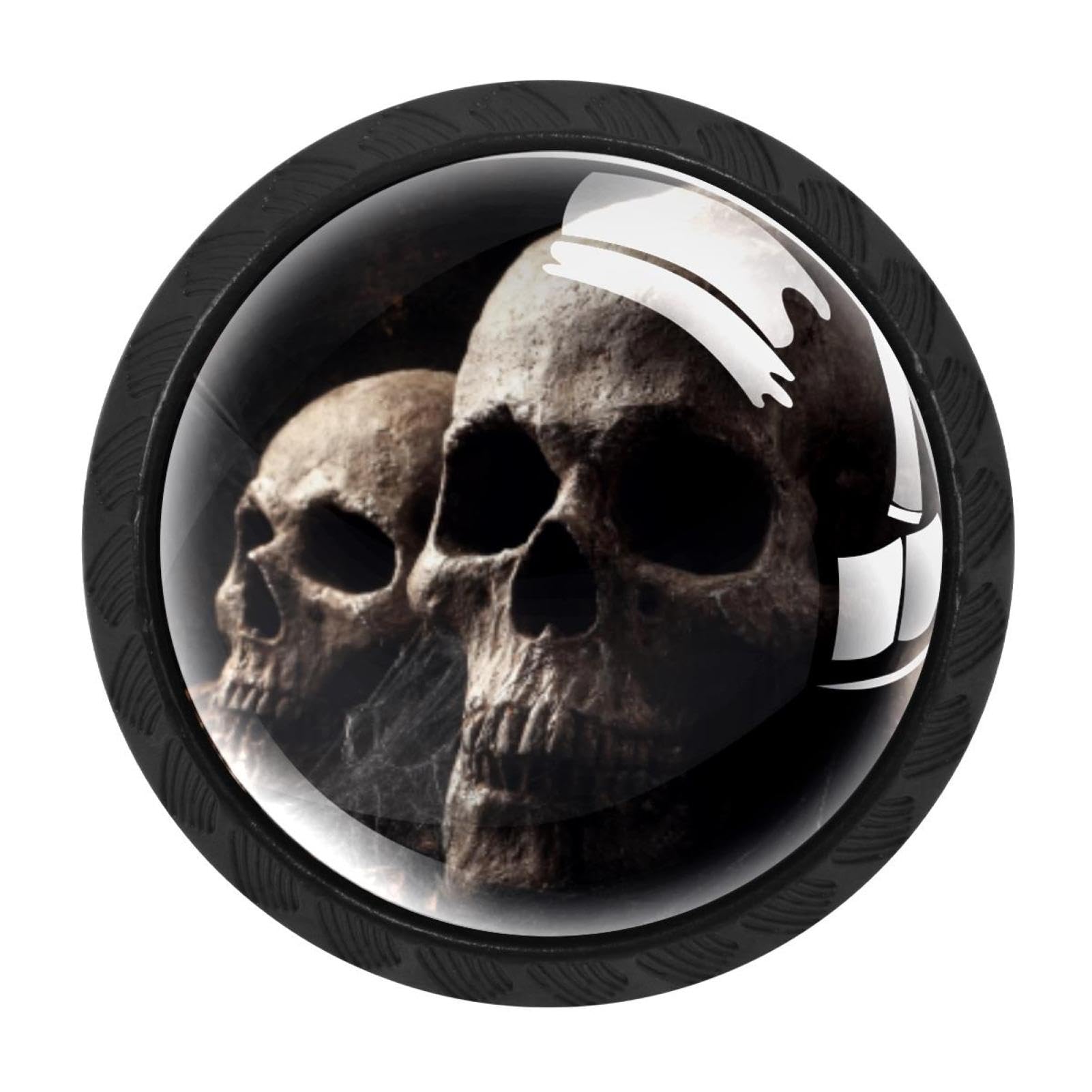 CHENZZZZ Halloween Scarry Skulls (1) Cabinet Knobs 4 Pieces Drawer Kitchen Cabinets Dresser Cupboard Wardrobe Unique Pulls Handles