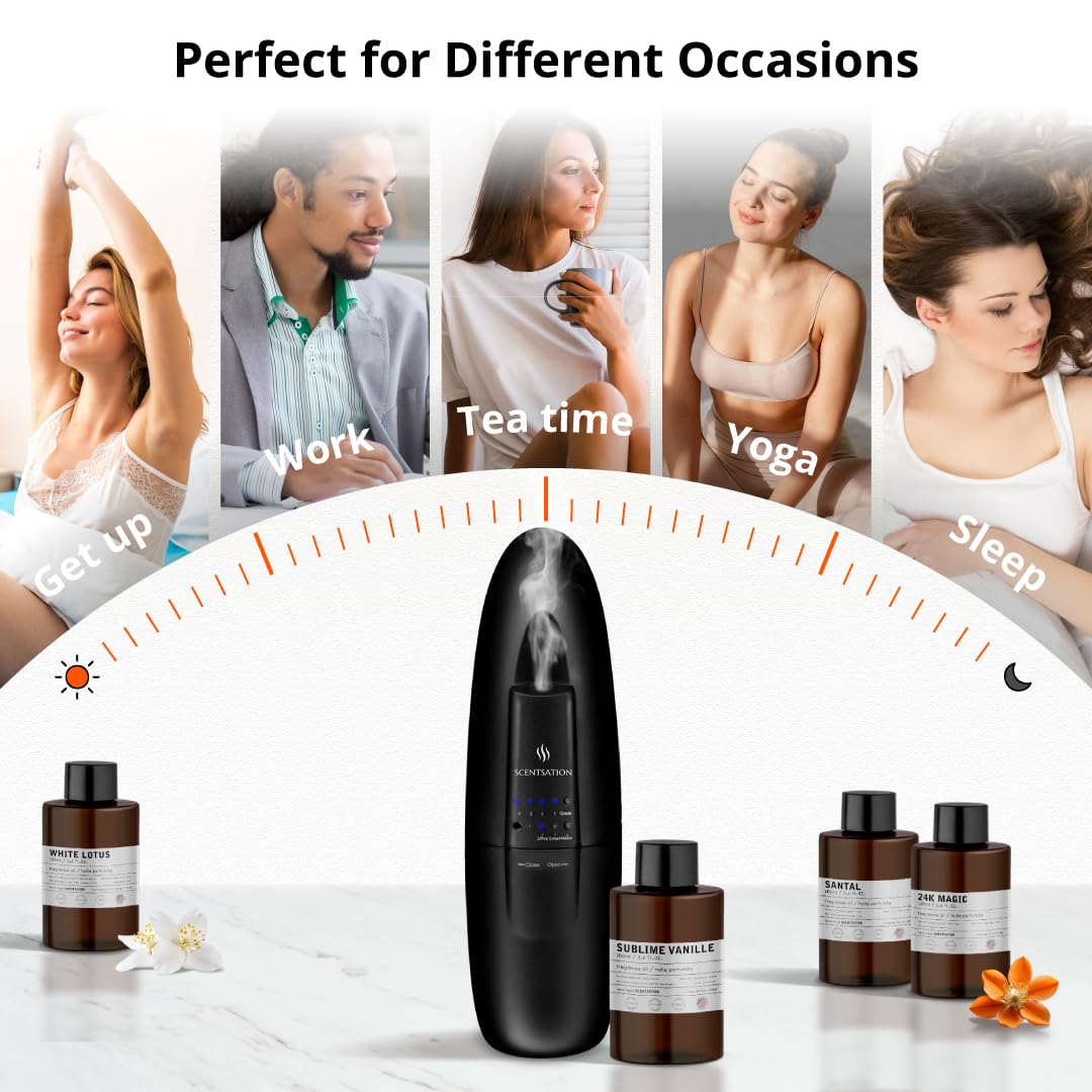 Difusor de aceite esencial enchufable, aromaterapia silenciosa y sin agua, difusión de aire frío, amplia cobertura de hasta 500 pies cuadrados, ideal para el hogar, oficina, spa (difusor enchufable,