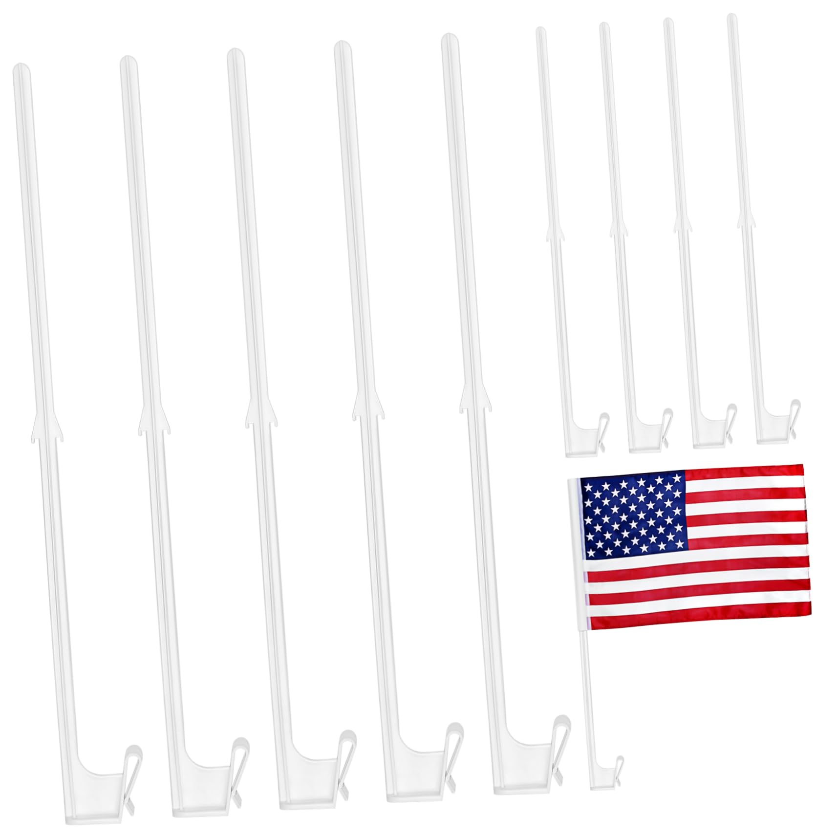 Yardwe 10pcs Car Window Flag Pole Holder Plastic Vehicle Window Flag Poles Clip Flag Mount Support Holders for Cars Trunks (44cm-image-34