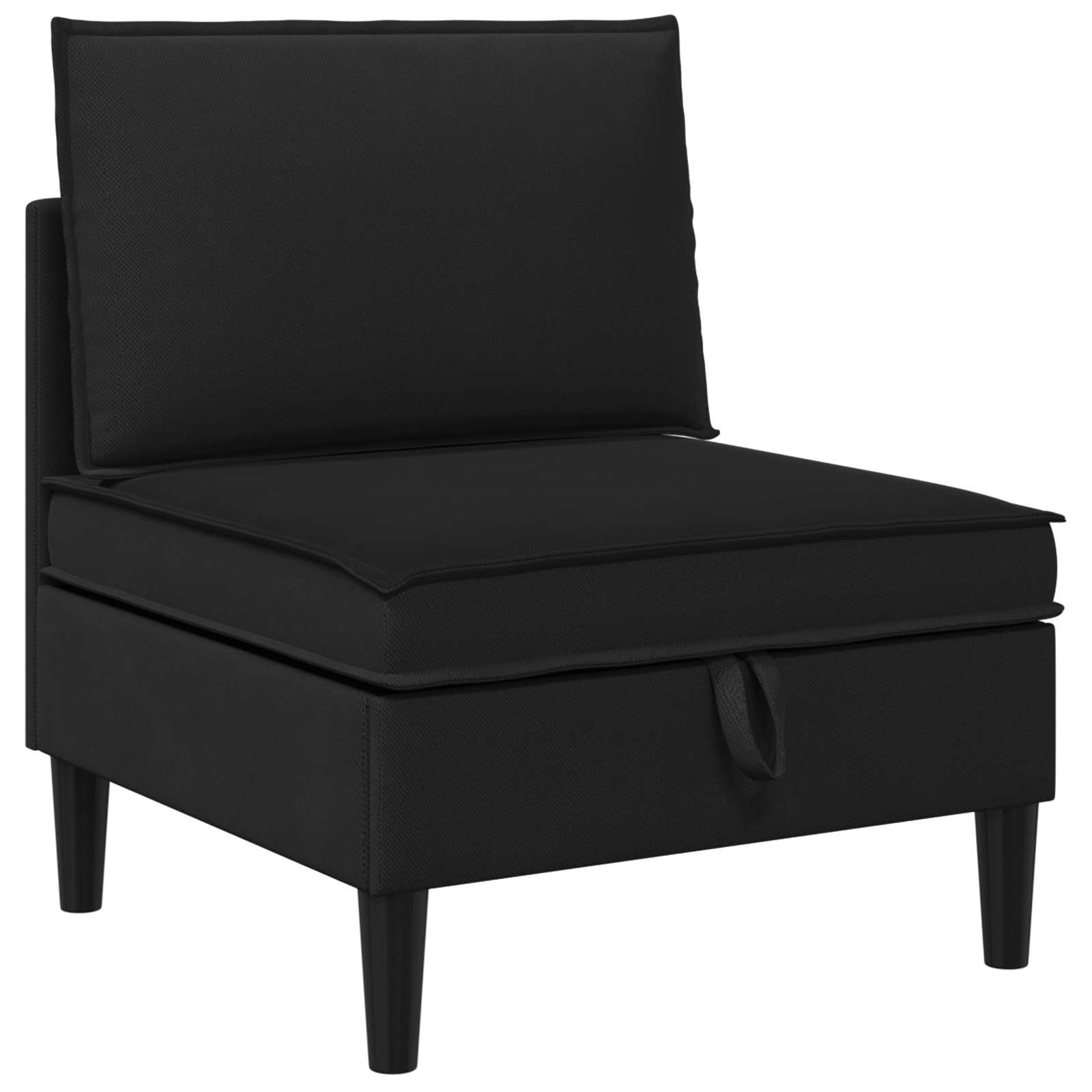 Fengshui Sofa środkowa z miejscem do przechowywania, czarna aksamitna