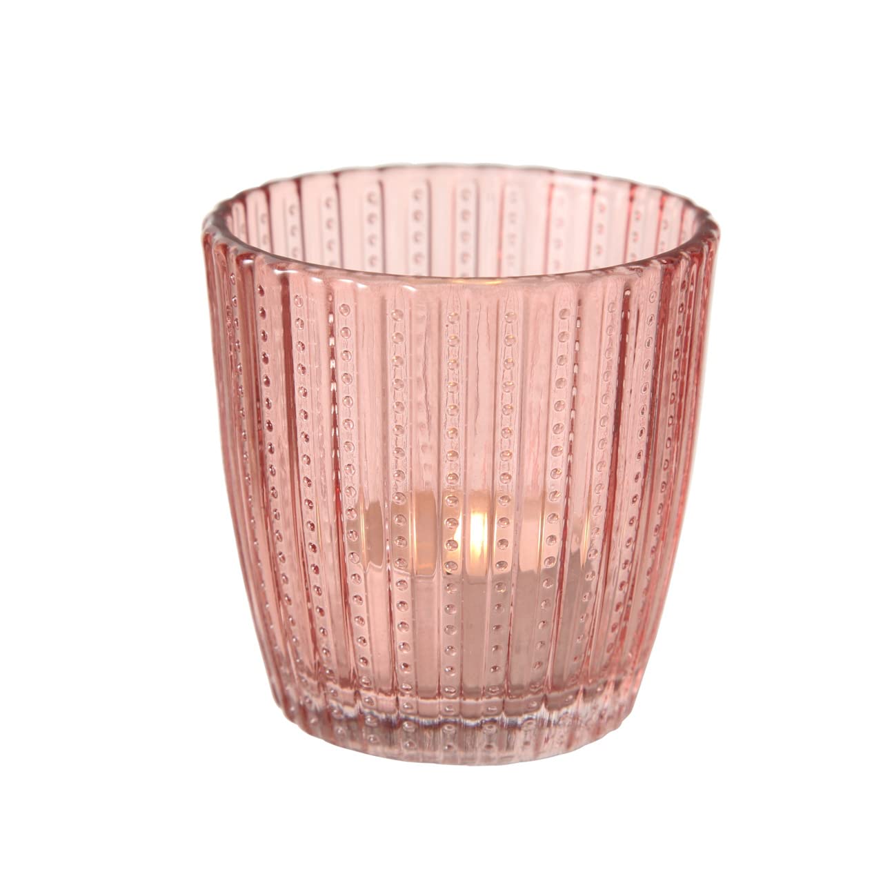 Boltze Marilu Lot De 4 Photophores Décoratifs - Motifs Fleuris Violet/Rose - Verre 8x8cm