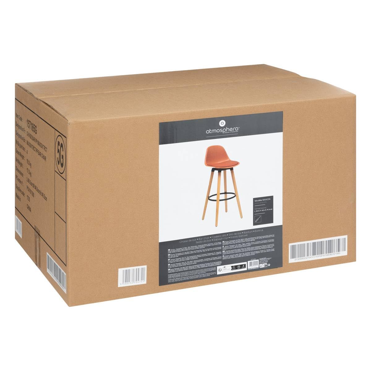 ATMOSPHERA CREATEUR D'INTERIEUR - Sedia da bar maxon in faggio e metallo h92,5 cm rosa terracotta