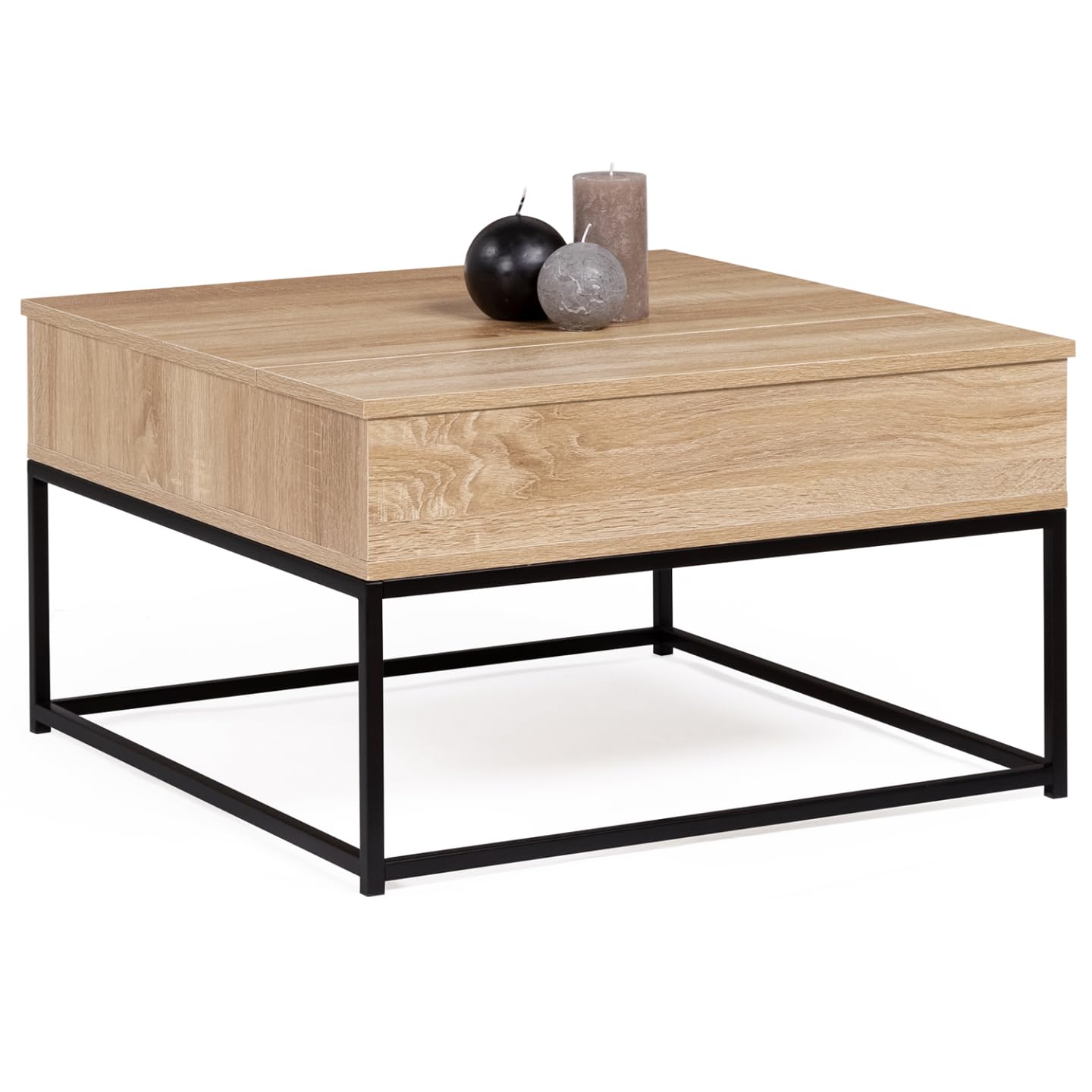 IDMarket - Mesa de centro plegable cuadrada, diseño industrial Detroit