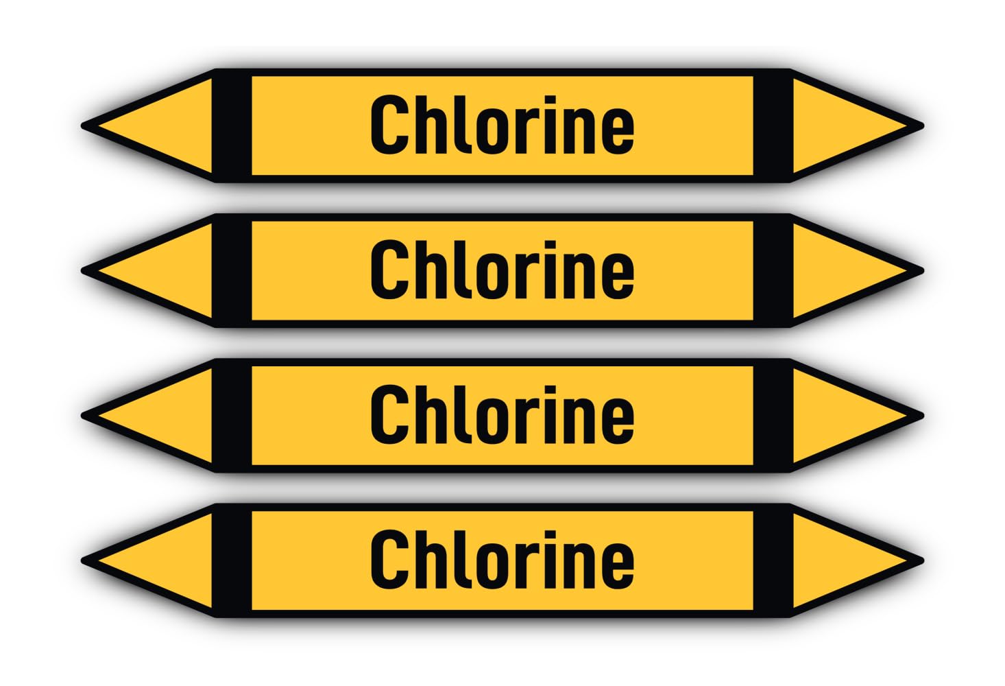 Havati Non-Flammable Gases: Chlorine Sticker: 300 X 45 Mm, 4 Pieces - Group 5 - Non-Flammable Gases - Pipeline Marking - According To Din 2403 - Language: English - Chlorine