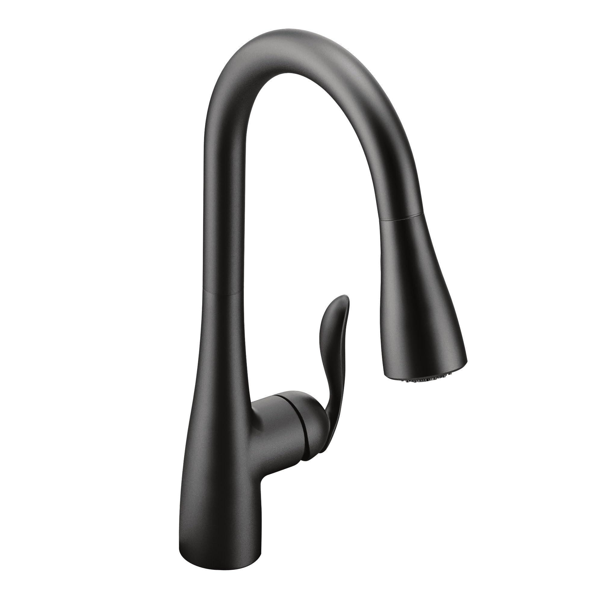 MoenArbor Matte Black One-Handle Pulldown Kitchen Sink Faucet Featuring Power Boost and Reflex Docking System, Black Kitchen Faucet with Pull Down Sprayer, 7594BL