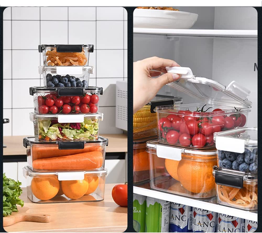 Plastikowe kanistry, 3-pakowe pojemniki do przechowywania żywności z pokrywkami, plastikowe pojemniki na żywność z pokrywkami, plastikowe pojemniki z pokrywkami Bez BPA, resztki pojemników na żywność,