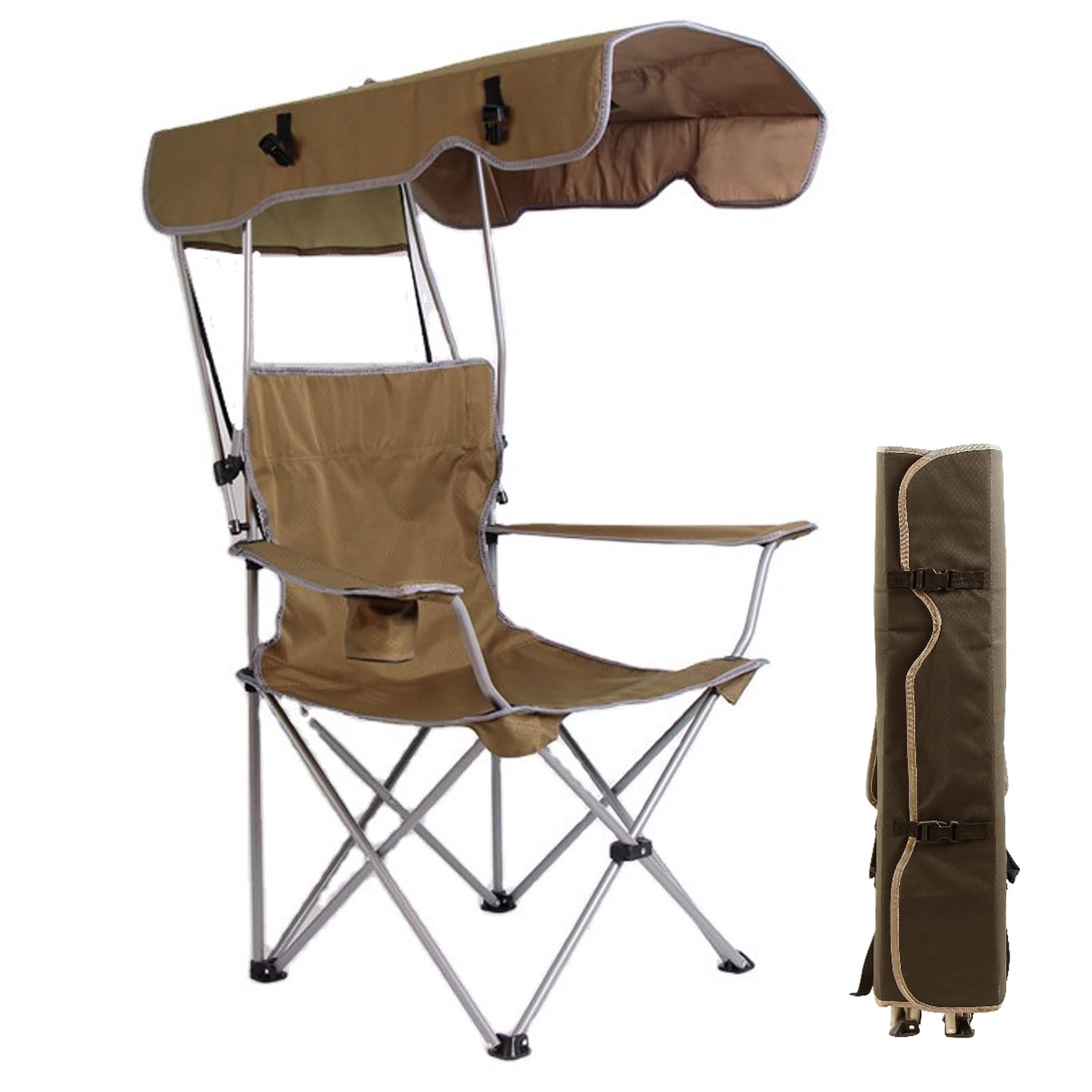 Buy Foldable Chair Outdoor with Shade, Lawn Chairs Folding Heavy Duty