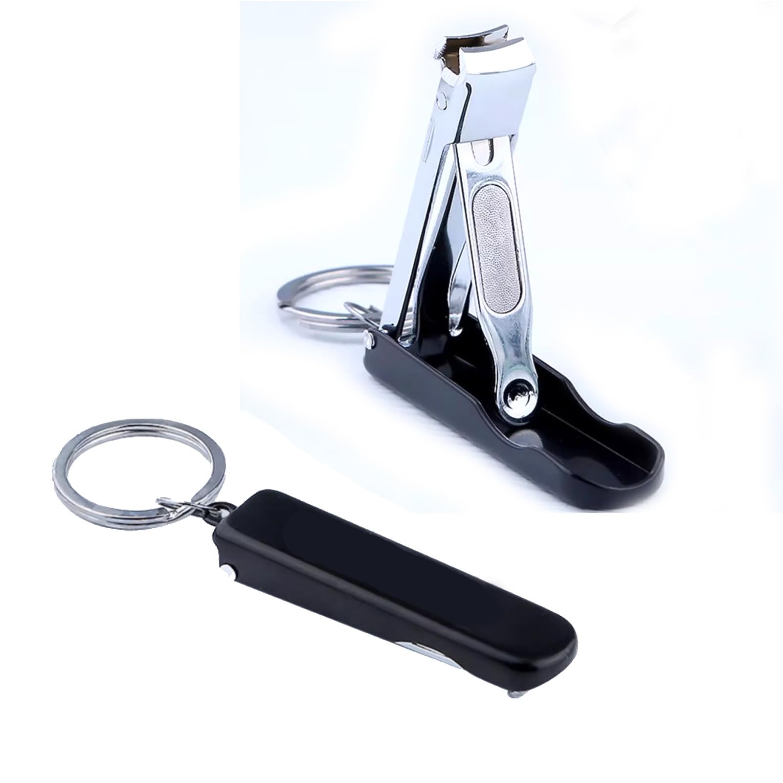 KEAIYYJ- Keychain Nail Clipper Travel Stainless Steel Foldable 2 Pack
