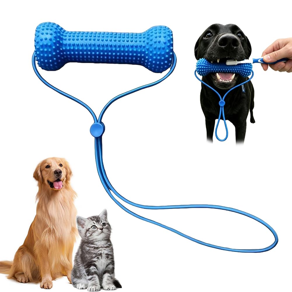 Dual-Action Canine Dental Prop - Reusable Dog Dental Cleaning Tools for Pet Oral Care,DogDental Chew Toy and Teeth Brushing Aid,Dog Tooth Cleaning Chew Toy and Mouth Opener for Easier Teeth Brushing