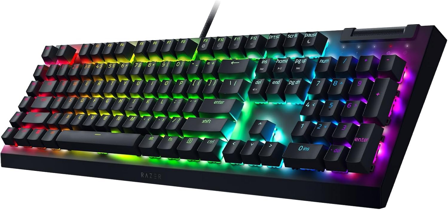 Razer BlackWidow V4 X - Clavier Gaming Mécanique Chroma RGB (Switchs Mécaniques Verts, 6 Touches Macros Dédiées, Touches ABS à Double Injection) FR-Layout | Noir