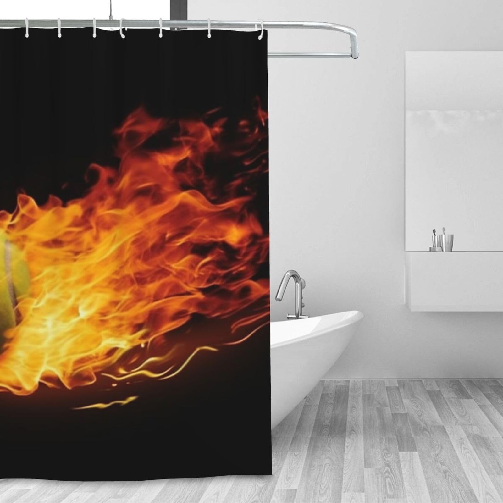 Rideau de douche tennis 183x183cm imperméable lavable avec 12 crochets
