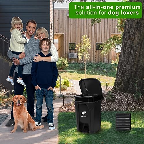 Image of Dog Poop Trash Can Outside, 20L /5Gallon Pedal and Removable Inner Waste Bin, Outdoor Dog Poop Trash Can with 100 Bags, Pet Waste Container for Garden, Black