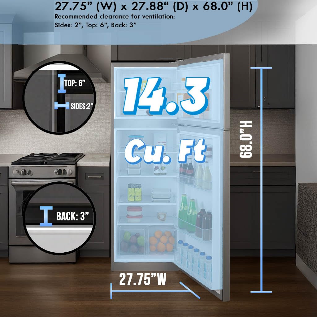 Summit 28" Refrigerator, Top Mount Freezer, Full Size, Energy Star Certified, White- Ctr15ss (Stainless Steel, Right Hand Door) on Fridge.com - View 5