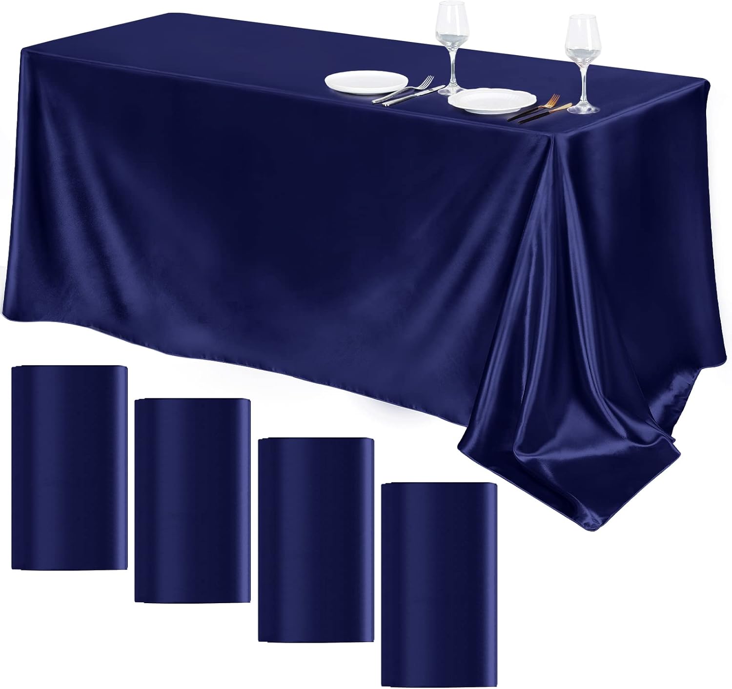 TURSTIN 4 Packs Satin Tablecloth 102 x 58 Inch Overlay
