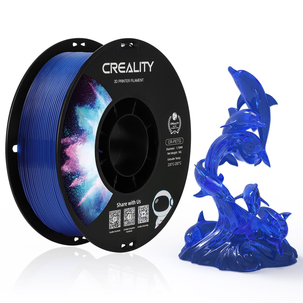 Creality PETG Filament 1.75mm Transparent Blue, 3D Printer Filament No-Tangling, Strong Bonding and Overhang Performance Dimensional Accuracy +/-0.02mm, 2.2lbs/Spool-picture-28