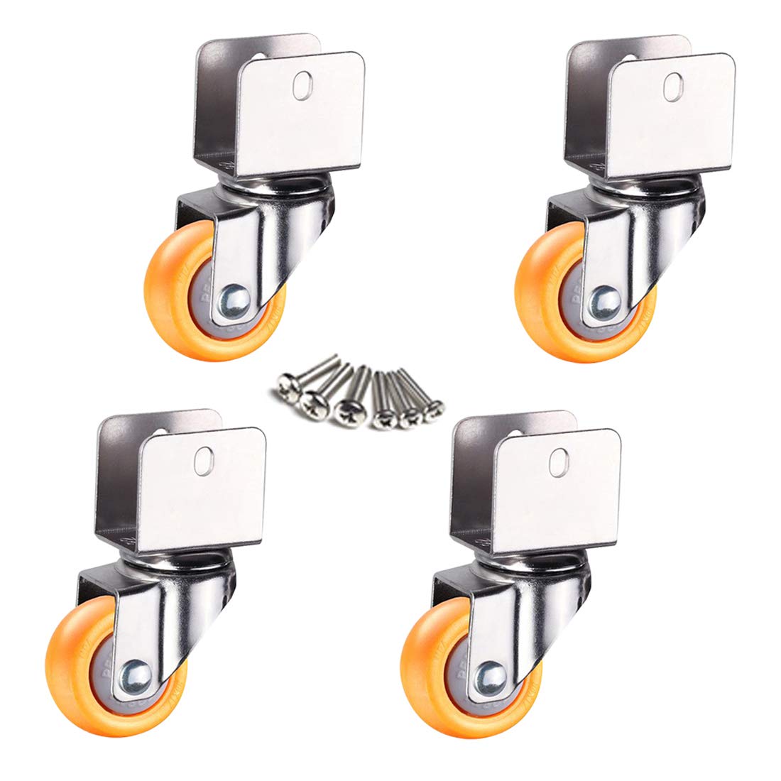 Podwójne kółka blokujące z nylonowymi kółkami 3,2 cm, uchwyt w kształcie litery U, obciążenie 60 kg, opakowanie 4 szt. (uniwersalne, 18 mm/0,7 cala)