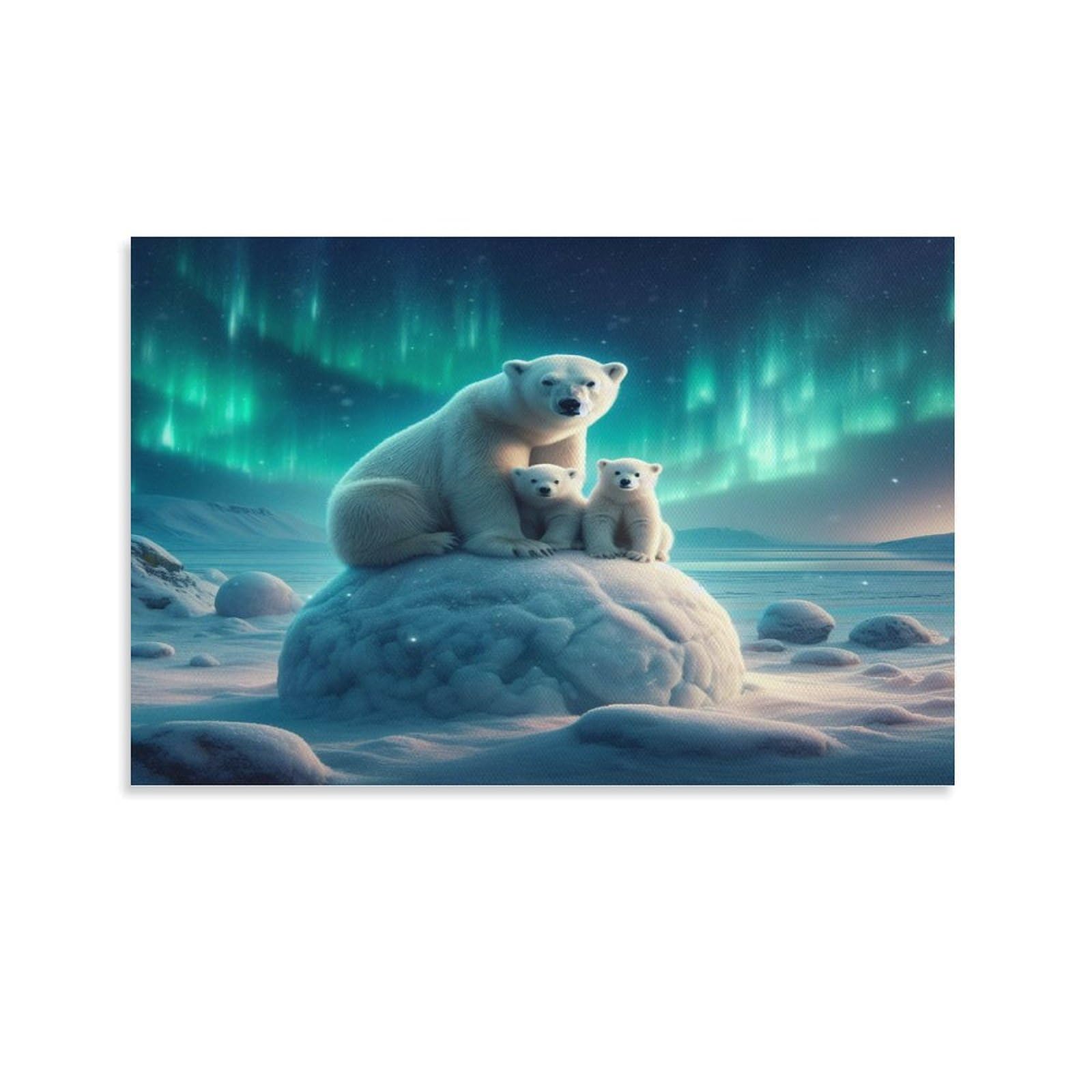 POLIUAWS Polar Bear Wall Art for Hallway And Stairs Cute Room Decor Ready to Hang Large Pictures 16x24inch(40x60cm)