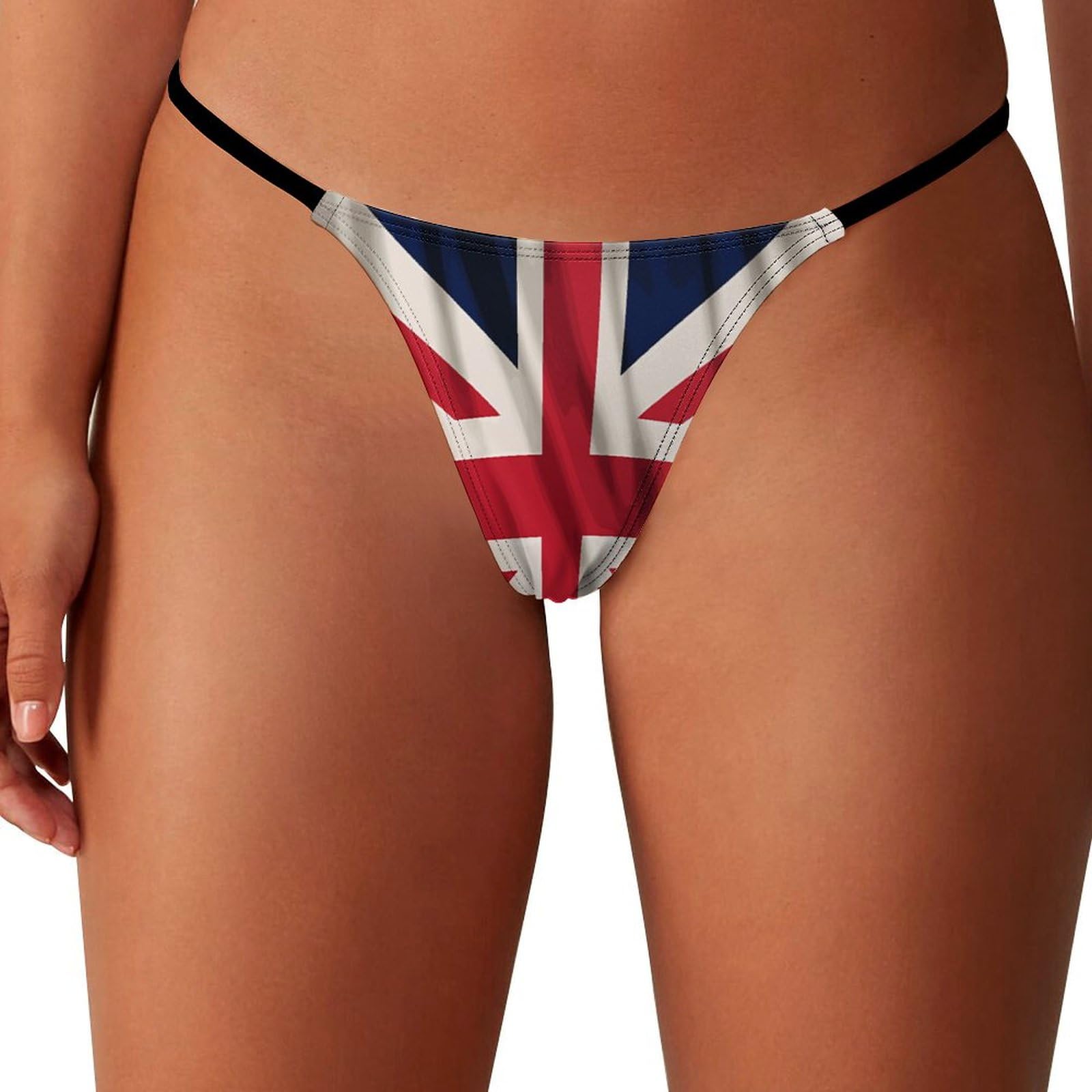 IUBBKI Union Jack Flag UK United Kingdom Thongs for Women No Show T Back Panties Sexy Low Rise G-String Underwear