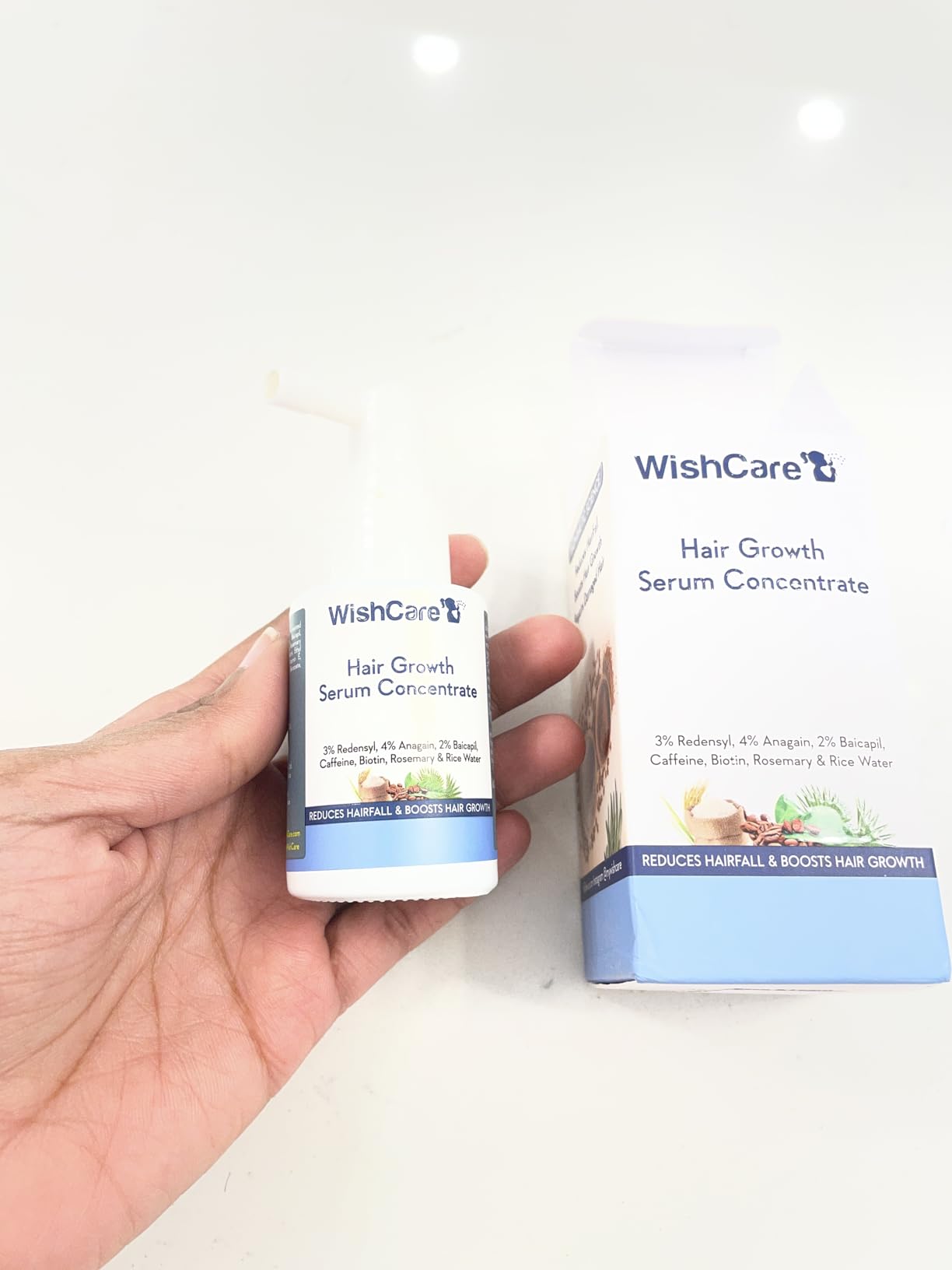 WishCare Hair Growth Serum Concentrate - Rosemary, 3% Redensyl, 4% Anagain, 2% Baicapil, Caffeine, Biotin, Plant Keratin & Rice Water