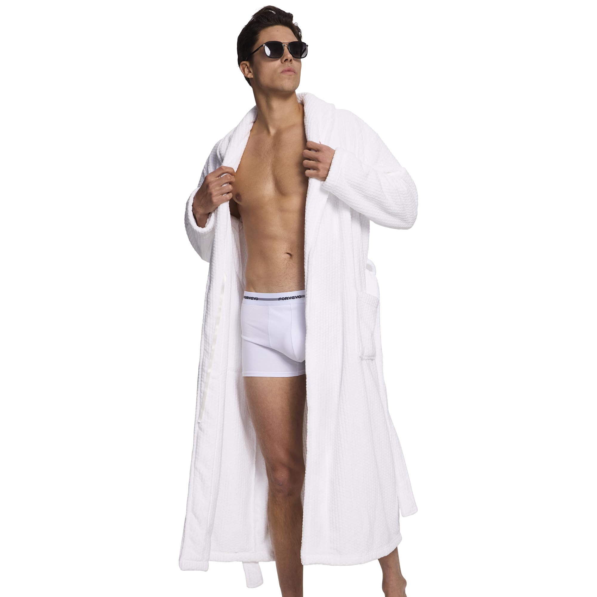PJGGZ Men's Shawl Collar Bathrobe, Soft Long Towel Robe for Men - Super Absorbent Quick Dry yet Warm