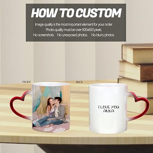 Miniatura 9 de Taza mágica personalizada con mango de corazón, taza personalizada que cambia de color, taza de café personalizada con foto, taza de café