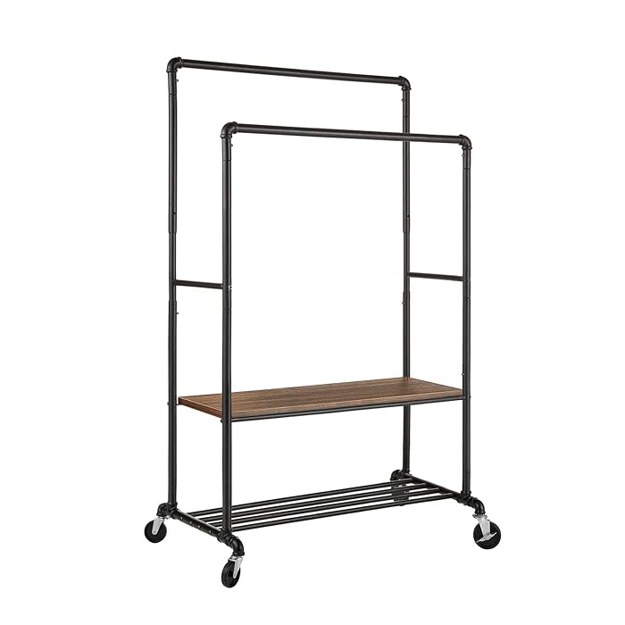 Buy Greenstell Clothes Rack with Shelves, Industrial Pipe Style Rolling