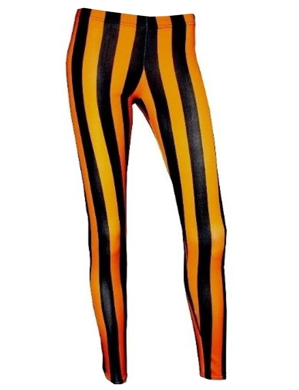 Insanity Vertical Stripes Printed Leggings (L/XL, Orange & Black)