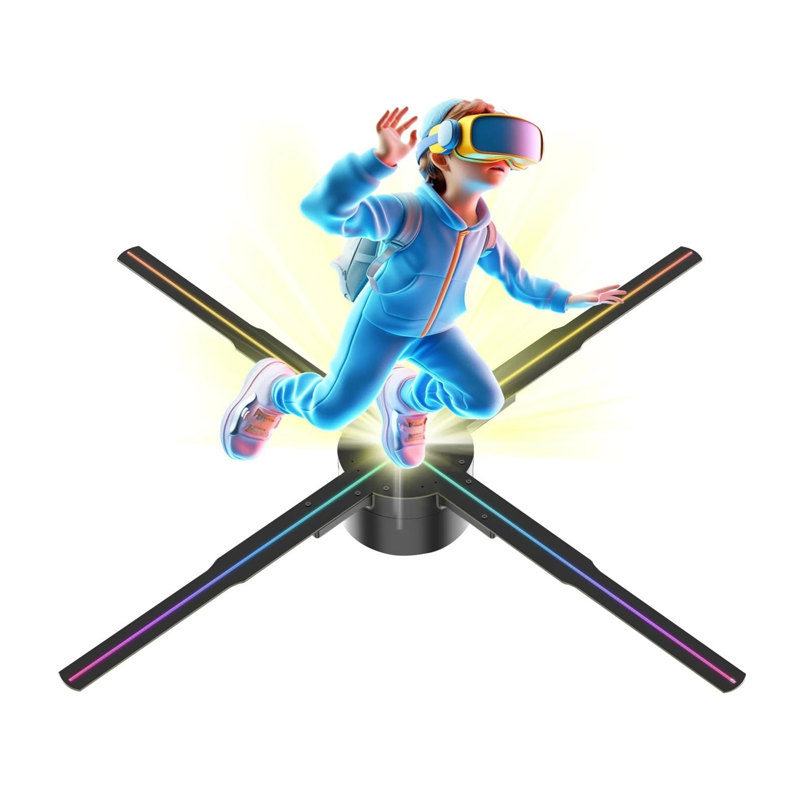 Ventilatore con ologramma 3D, Fan dell'ologramma 3D Insegna luminosa a LED Luci pubblicitarie for le vacanze Immagine del display telecomando WIFI
