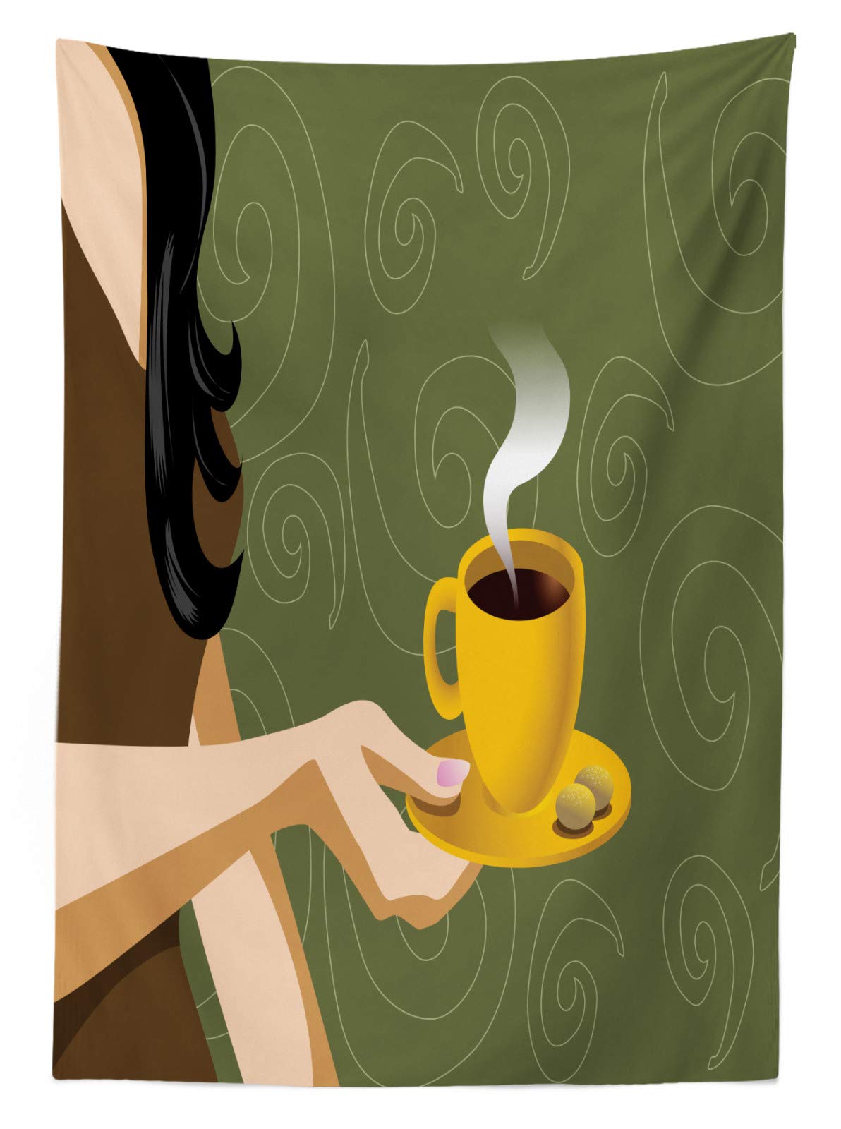ABAKUHAUS Tovaglia Rettangolare 140x240 Cm, Motivo Coffee Shop Cookies, Resistente Alle Macchie, Poliestere - 5
