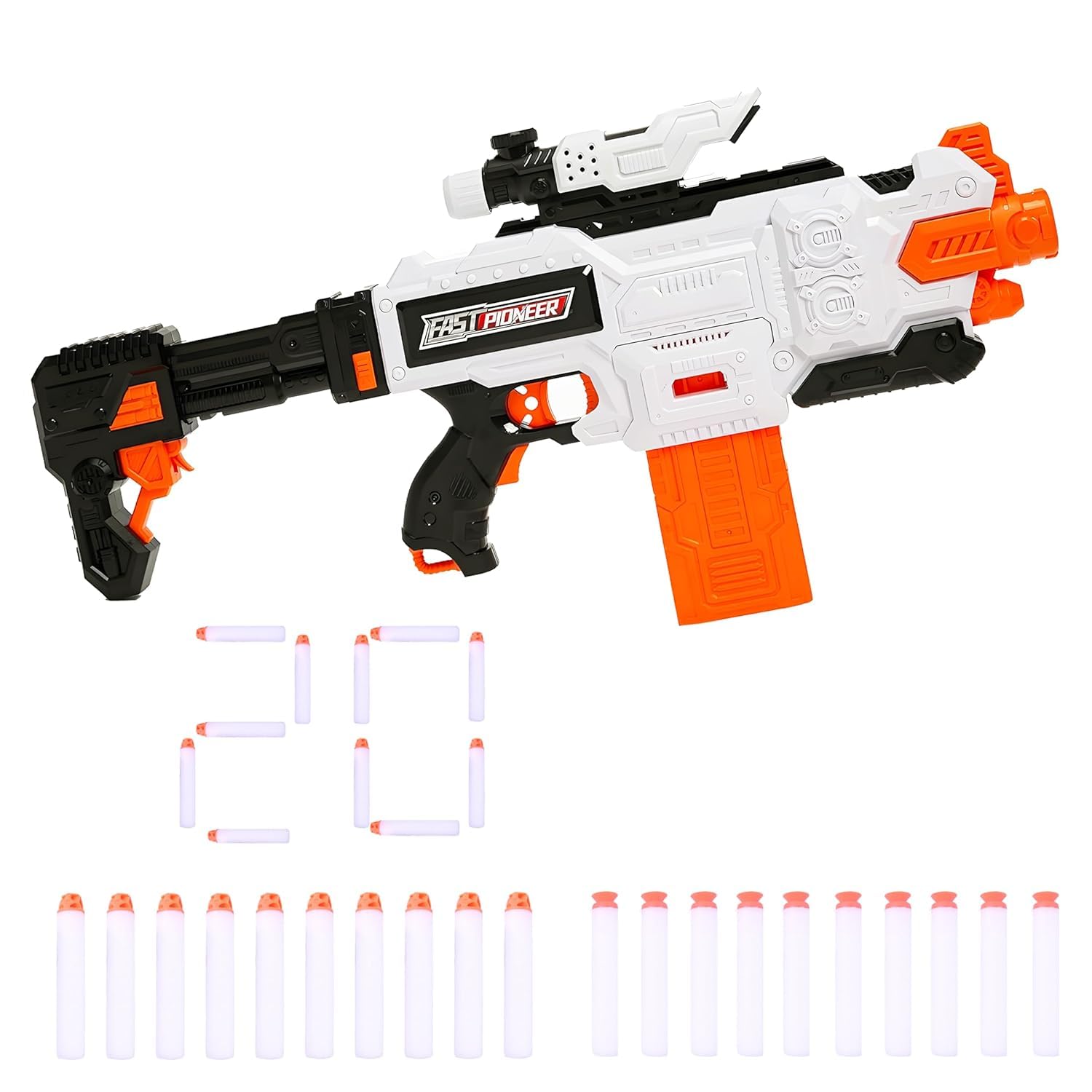 EUPHORIA Fire Soft Baze Storm Soft Bullet Gun Battery Operated Gun with 20 Foam Bullets & 20 Suction Dart Bullets (Blaze STORM-20 Bullets)