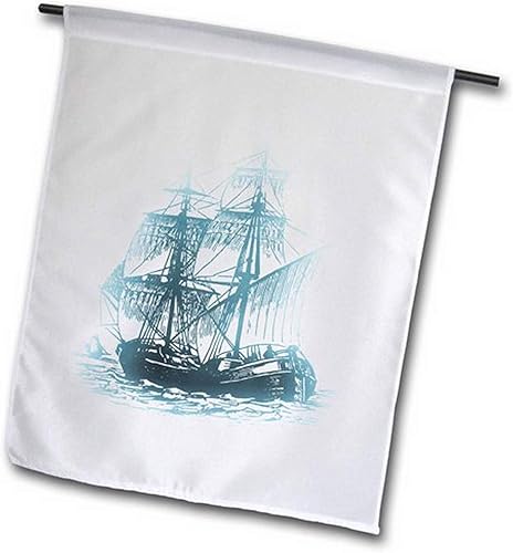 3dRose FL _ _ _ _ _ _ _ _ _ _ 56311 _ _ _ _ _ _ _ _ _ _ 2 " Barco Pirata en el océano Halloween arte "Jardín Bandera, 18 x 27"