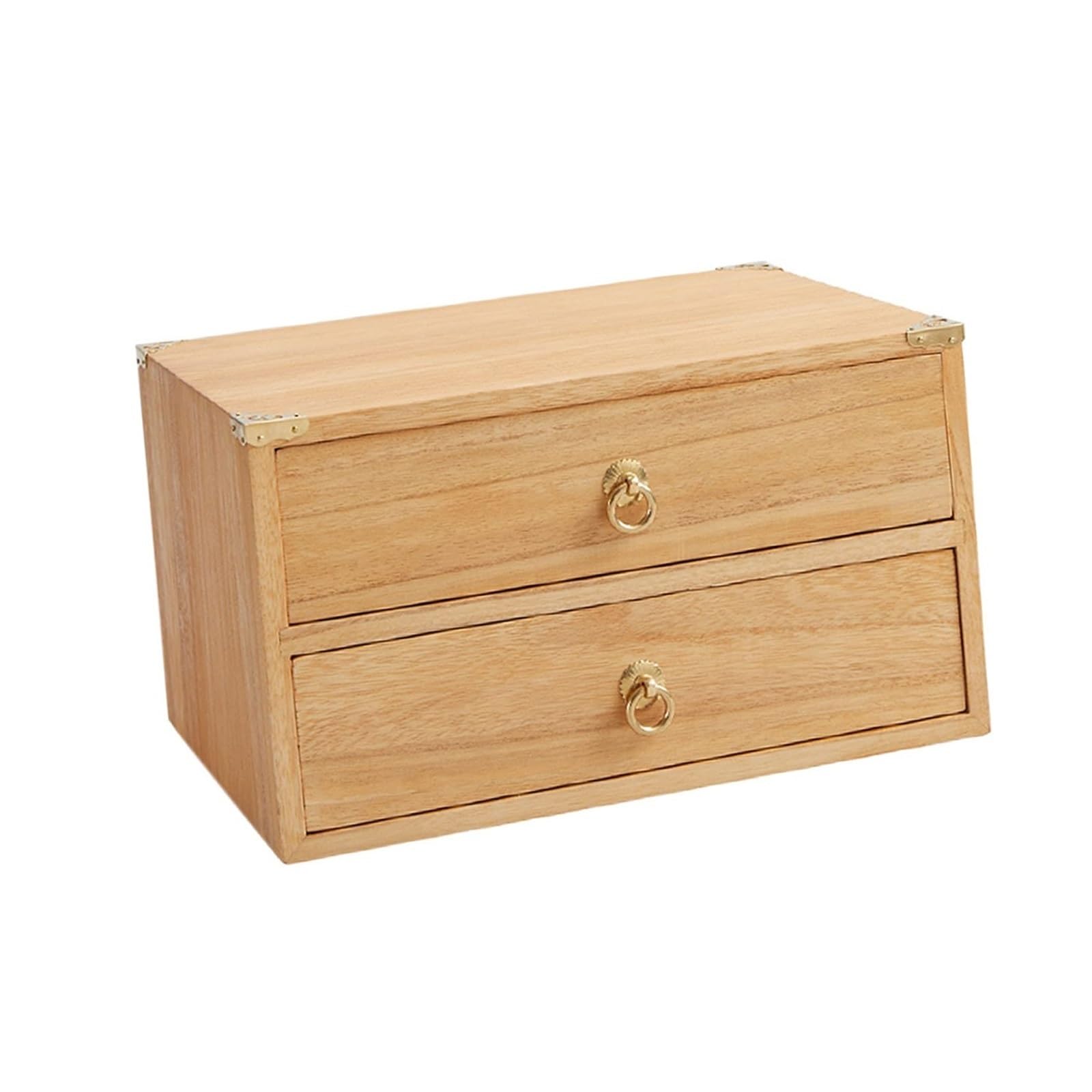 Schreibtisch-Aufbewahrungsbox mit Schubladen – Schreibtisch-Aktenschrank, 2-lagiger Schreibtisch-Organizer aus Holz, ordentliches Ablageregal für Bürobedarf, Aufbewahrungsschrank/Schmuck-Organizer, B