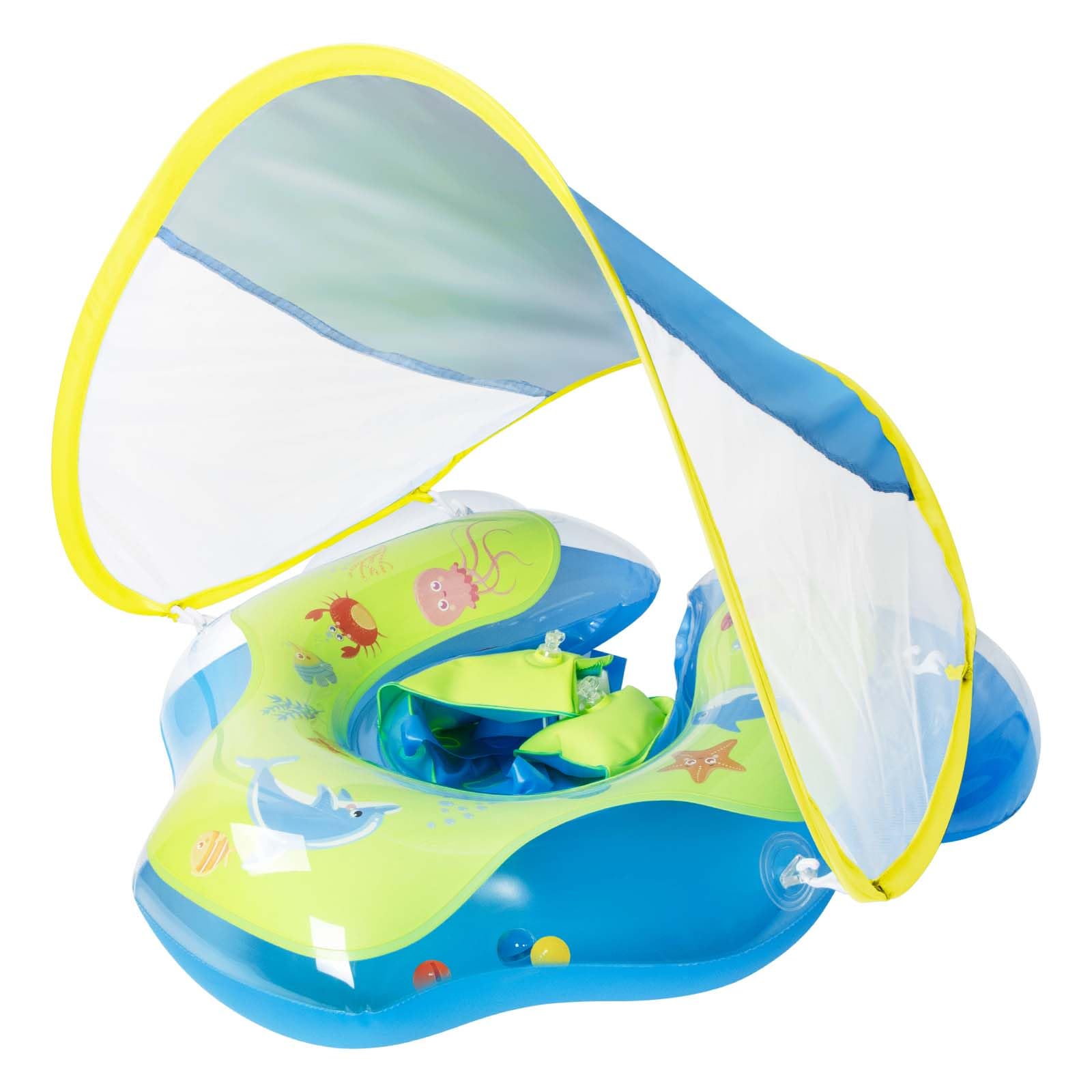Baby Pool Toy with UPF50+ Canopy, Horn & Pump for 1-4 Years