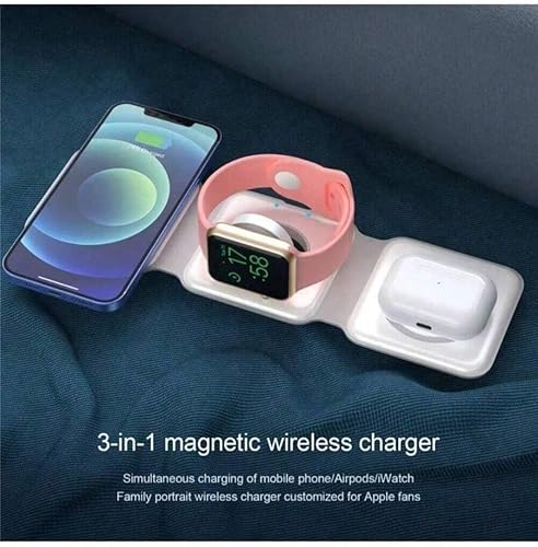 Miniatura 7 de Estación de carga inalámbrica magnética plegable 3 en 1, cargador rápido de 15 W, compatible con iPhone 1213141516, reloj y AirPods, apto para