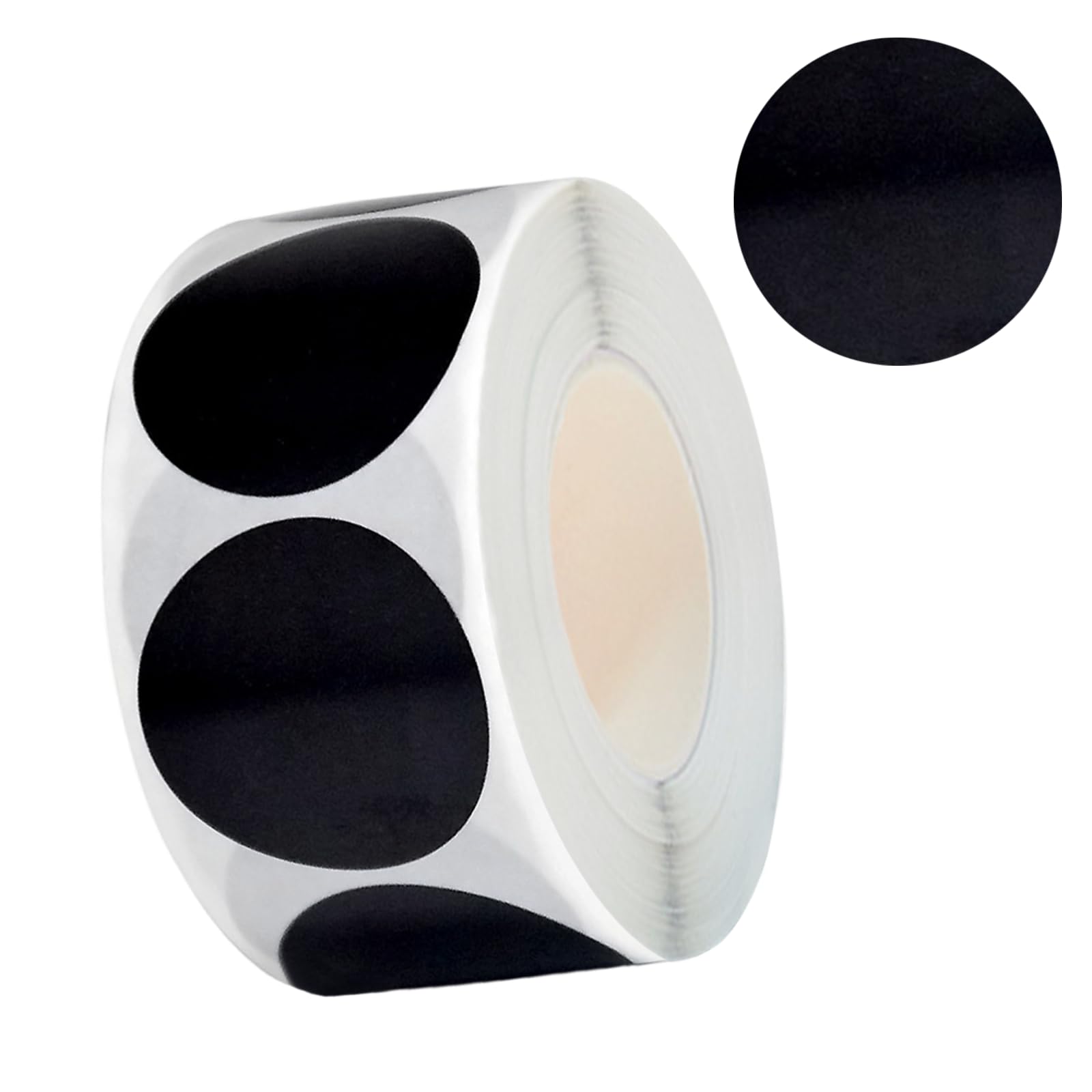 Round Stickers 25 mm Pack of 500 Self-Adhesive Roll Small Colourful Adhesive Dots Labels Sticker Round Marking Dots (Black)