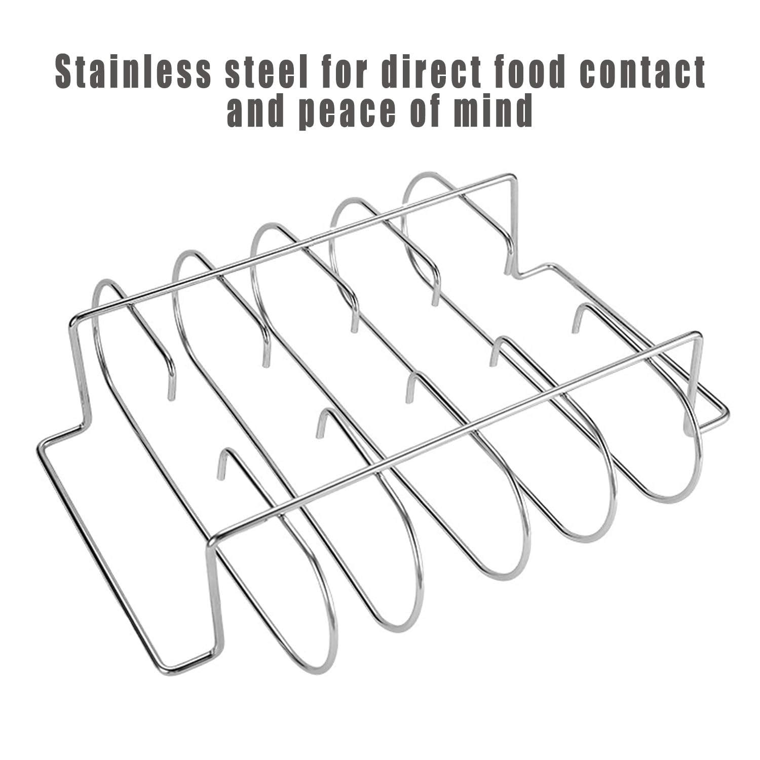 YIMINI Supporto Bistecche e Costine, Cestello per BBQ Rib Rack, Arrosto e Supporto Costine, Supporto per Arrosto Bistecca, per 5 Costolette di Ricambio Croccanti dalla Griglia e dal Forno