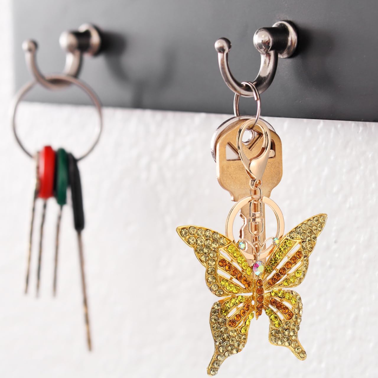 ABOOFAN Butterfly Keychain Pendant 5.31 Inch Yellow Alloy Key Chain Decorative Purse Charm Handbag Accessory for Women - Image 8