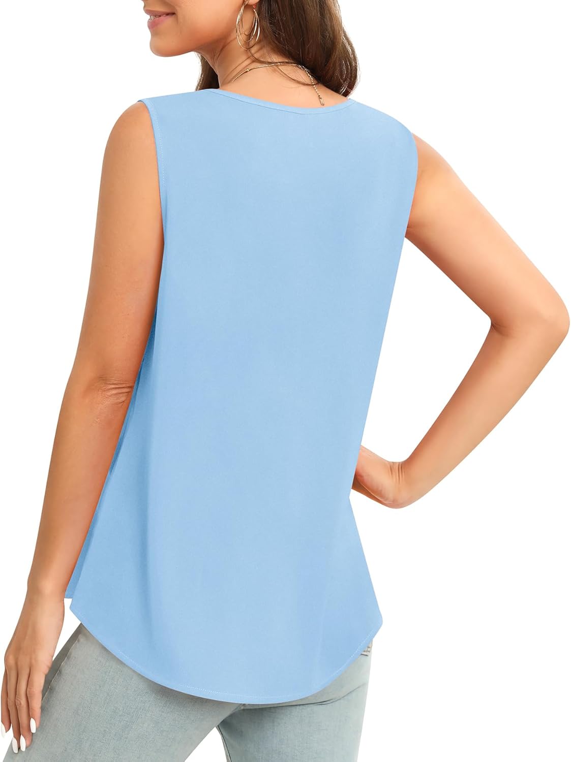 Women's Sleeveless Chiffon Tank Top Business Casual Blouse Tunic Top - Image 4