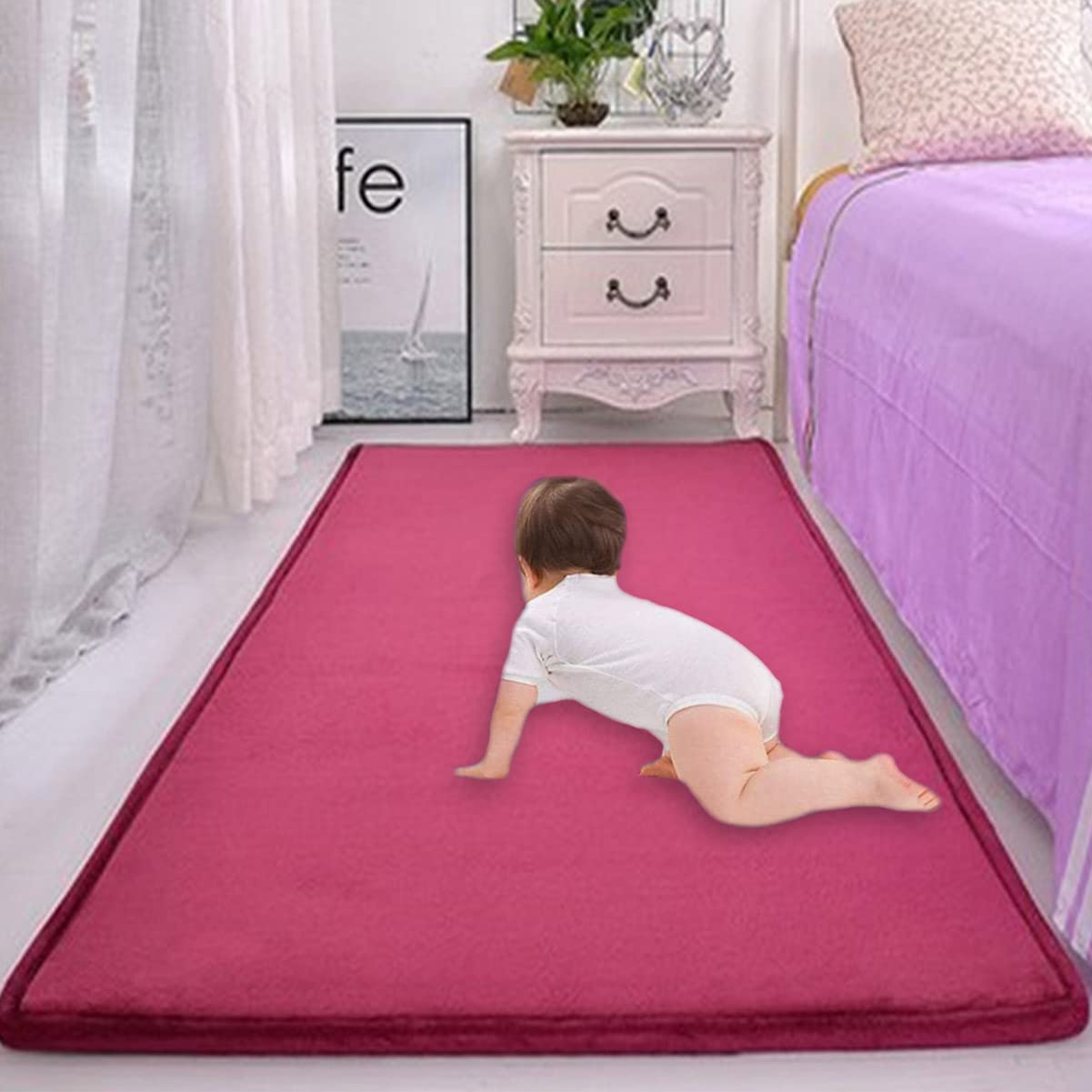 Tapis d'éveil antidérapant velours de corail rouge pour éviter les glissades dans la cuisine