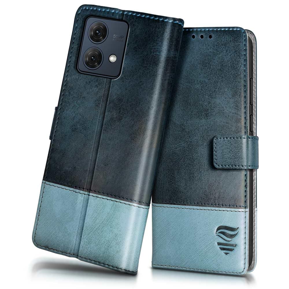 FLIPPED Vegan Leather Flip Case Back Cover for Motorola Moto G84 5G (Flexible, Shock Proof | Hand Stitched Leather Finish | Card Pockets Wallet & Stand | Blue with Aquamarine) (B0CLB5GVF8) Amazon Price History, Amazon Price Tracker