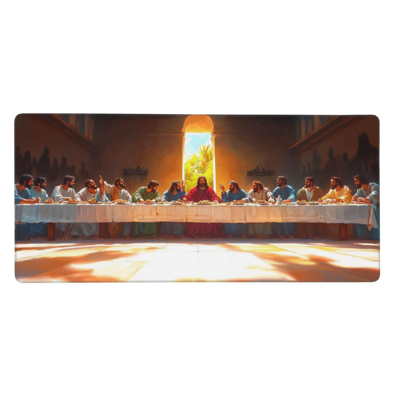 Podkładka pod mysz do gier Ostatnia Wieczerza Podkładka pod mysz XXL 1000 x 500 x 3 mm Religia Podkładka pod biurko z gumową podstawą, podkładka pod mysz z antypoślizgowymi szwami krawędziami dla