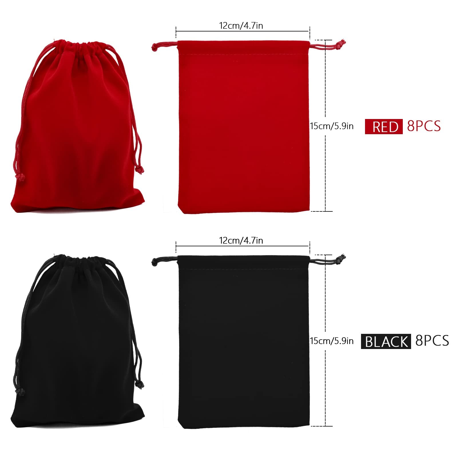 Sacchetti Velluto Per Gioielli - 100 Pezzi Rossi Con Coulisse, Per Bomboniere - Foto 9