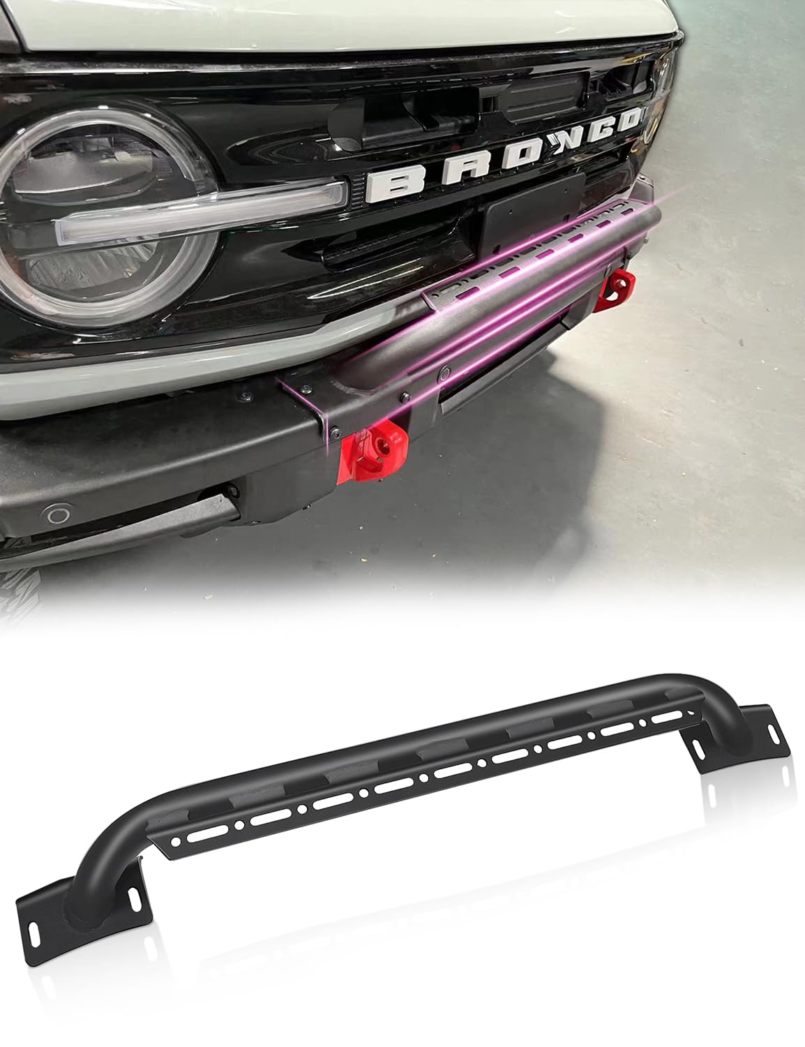 Buy Bronco Front Bull Bar, Matte Black Front Bumper Grill Grille Guard