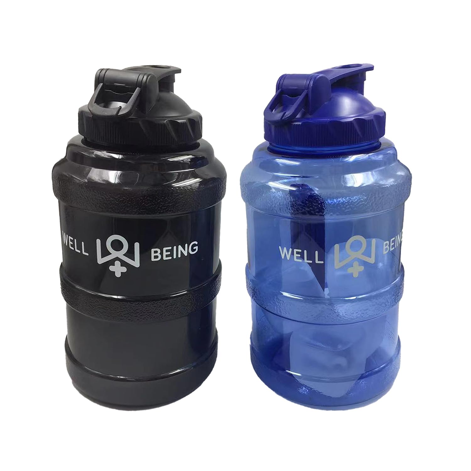 WELL BEING Giant Water Bottle 2.5L / 4 Pint – BPA Free PET, Leak Resistant, with Reusable Ice Cubes