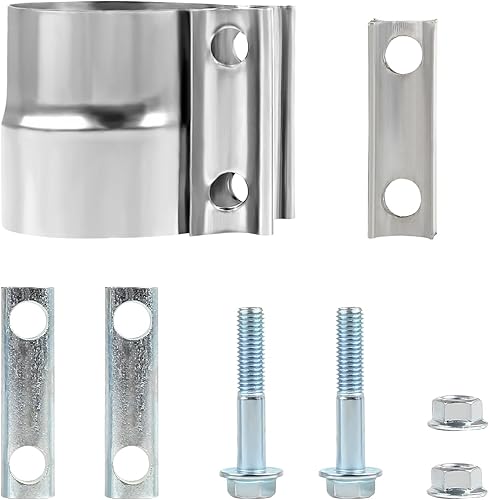 Miniatura 5 de DOCAS Abrazadera de escape de 2.5 pulgadas, abrazadera de banda de junta de regazo de acero inoxidable, 2 unidades