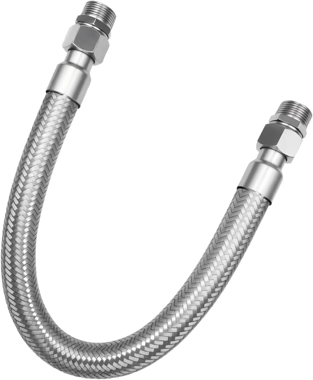 Industrial-Grade Stainless Steel 3/4" Compressor Jumper Hose, 3/4" NPT male，20" Length，750°F，450 PSI，Both Sides Fittings Rotate Freely